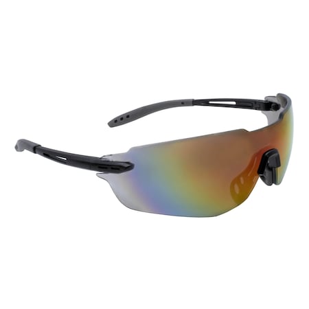 Radians Aphelion, Safety Glasses, Anti-Scratch, Rainbow Mirror Lens, Black Frame, Frameless, 1 PR APH1-R0